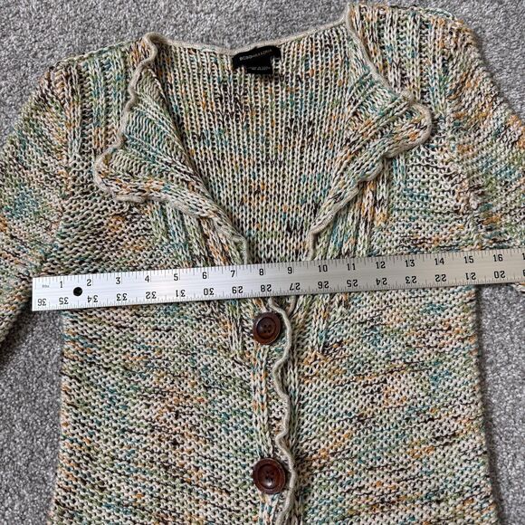 BCBGMAXAZRIA Cardigan Sweater Womens Large Multicolor Button Front Ruffle Hem - Picture 7 of 8